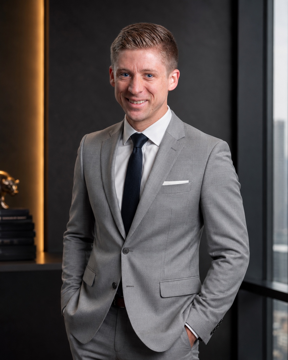 Eric Richards wearing a gray suit